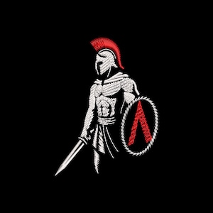 Motif de broderie Guerrier Spartiate, Écusson de casque grec, Fichier de broderie machine Gladiateur, Cadre 4x4, Téléchargement instantané PES DST