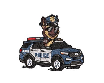Police Dog K9 Unit Car Machine Embroidery Design — German Shepherd PES DST & MORE