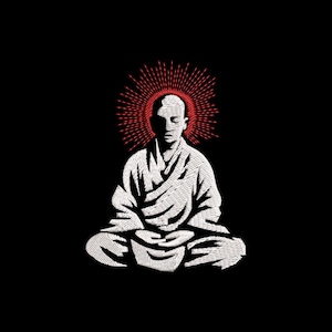 Mindful Monk Embroidery Design – Zen Buddhist Sitting Pose – Instant Download for 4x4 & 5x7 Hoop