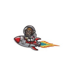 Scimmia astronauta in un razzo - Ricamo a macchina - Space Ape PES DST