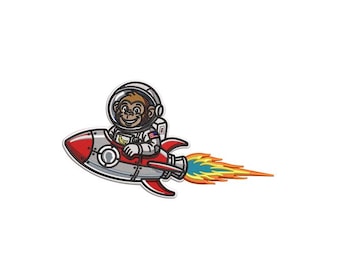 Astronaut Monkey in Rocket Machine Embroidery Design — Space Ape PES DST
