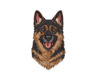 German Shepherd Portrait Embroidery Design | Realistic Dog Head | 5x7 Hoop Machine Embroidery File