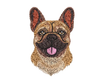 French Bulldog Embroidery Design – Realistic Portrait, 4x4 & 5x7 Hoop (Instant Download)