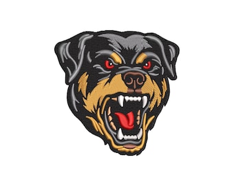 Rottweiler Dog Head Embroidery Design, 4x4 Patch (DST PES JEF )