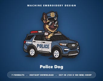 Borduurpatroon voor politiehonden (K9-eenheid) in auto's — Duitse herder PES DST & MEER