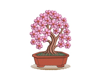 Cherry Blossom Bonsai Embroidery Design, 4x4 Hoop (DST PES JEF)