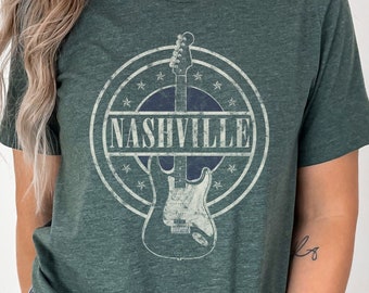 Camiseta vintage de guitarra de Nashville: camiseta para amantes de la música country