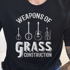 Grappig bluegrass-shirt voor countrymuziekfans, cadeau banjospeler, grasconstructie, countrymuziek-T-shirt afbeelding 1