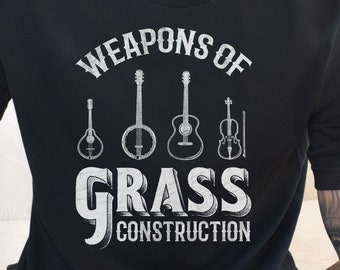 Funny Bluegrass Shirt for Country Music Fans, Banjo Player Gift, Weapons of Grass Construction, Country Music Tee