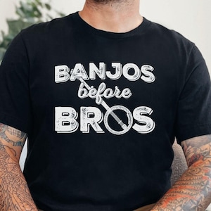 Banjos Before Bros Shirt, Funny Banjo Player Tee, Bluegrass Festival Shirt, Vintage Music Tees, Father Day Gift
