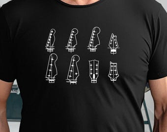 Camiseta para guitarrista com design de headstock, presente exclusivo para guitarristas, luthiers, professores de música, camiseta para guitarrista