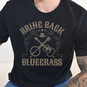 Bluegrass Shirt für Country Musik Fans, &quot;Bring Back Bluegrass&quot;, Vintage Country Design für Banjo und Gitarristen.&quot;