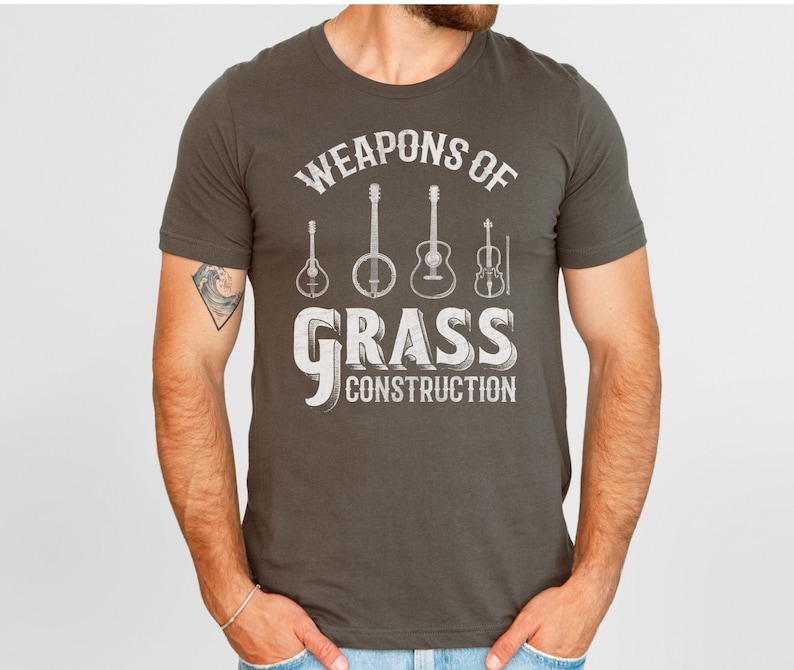 Grappig bluegrass-shirt voor countrymuziekfans, cadeau banjospeler, grasconstructie, countrymuziek-T-shirt afbeelding 5