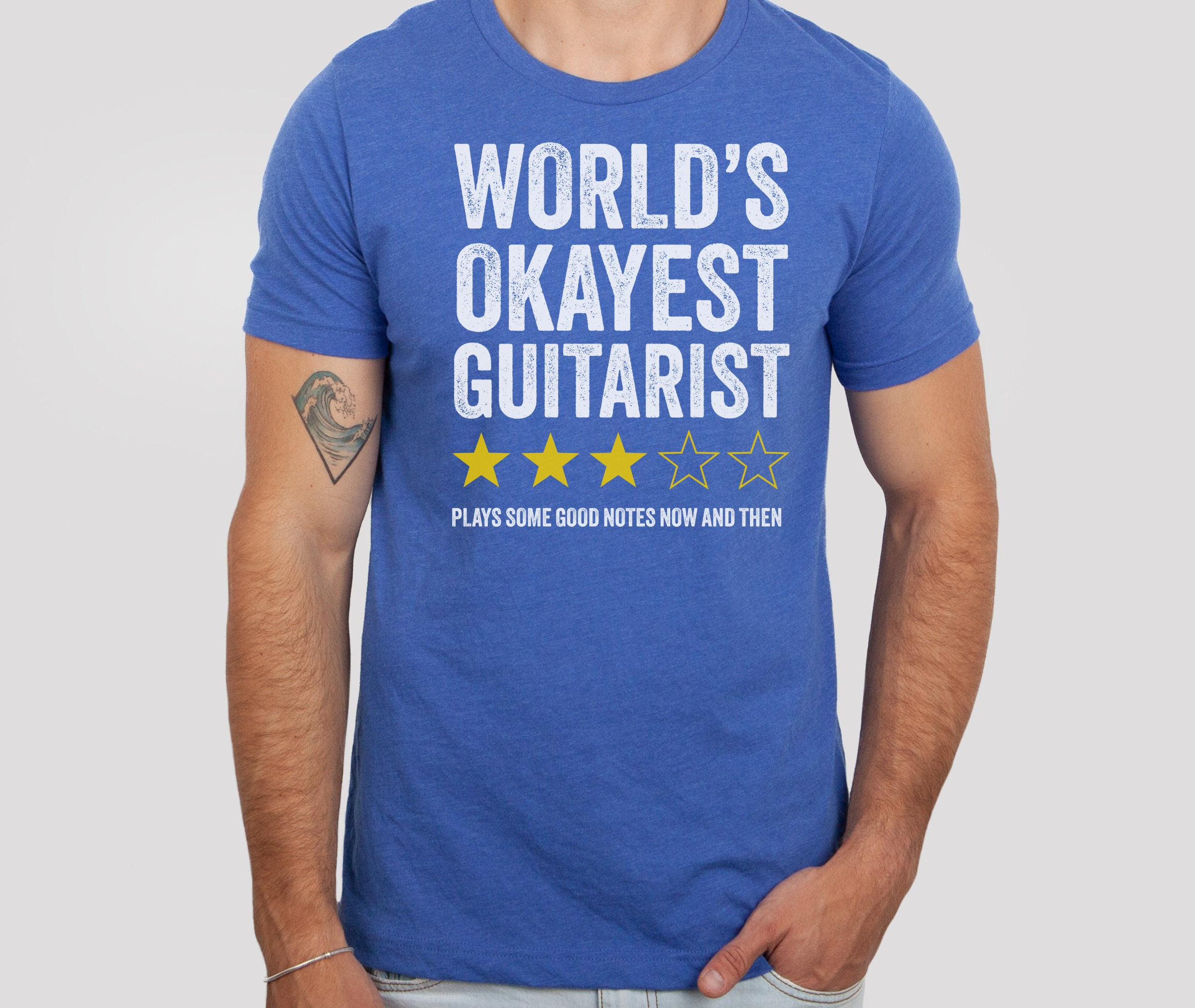 T-shirt Drôle Homme "World's Okayest Guitar Player" - Coton Gildan 5000 - Neuf Sans étiquettes