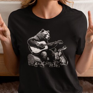 Bear Playing Acoustic Guitar, Guitar Player Gift, Bluegrass Guitar Shirt, Funny Animal Shirt, Country Music Shirt, Western T Shirt