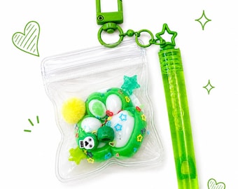 Handmade Taba Squishy Keychain with Paw Print & Bubble Wand | Bag Charm