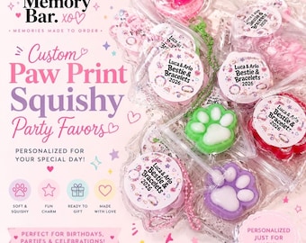 20 Personalized Squishy Party Favors | Sensory Toy, Custom Sticker Label, Goodie Bags