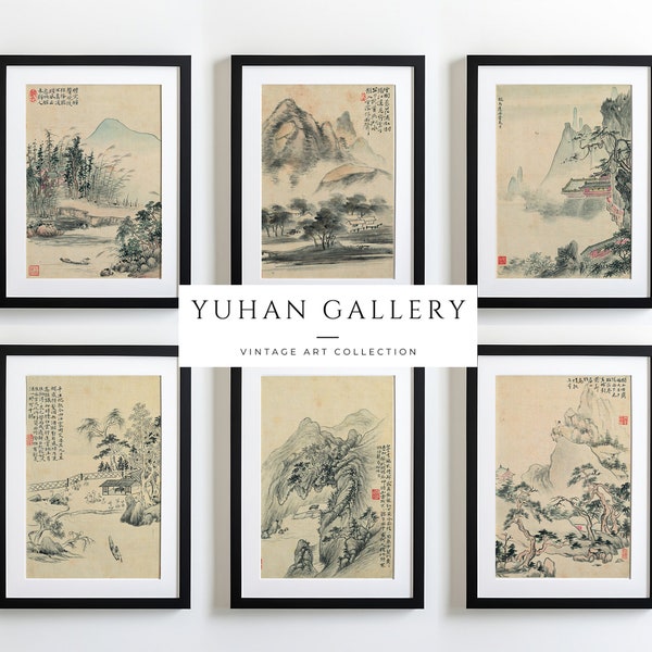 Hua Yan Set von 6 Postern / Vintage chinesische Kunst Print SET / China Malerei Kunst / Gallery Wall Print / Download DRUCKBARE Kunst / YuhanGallery©