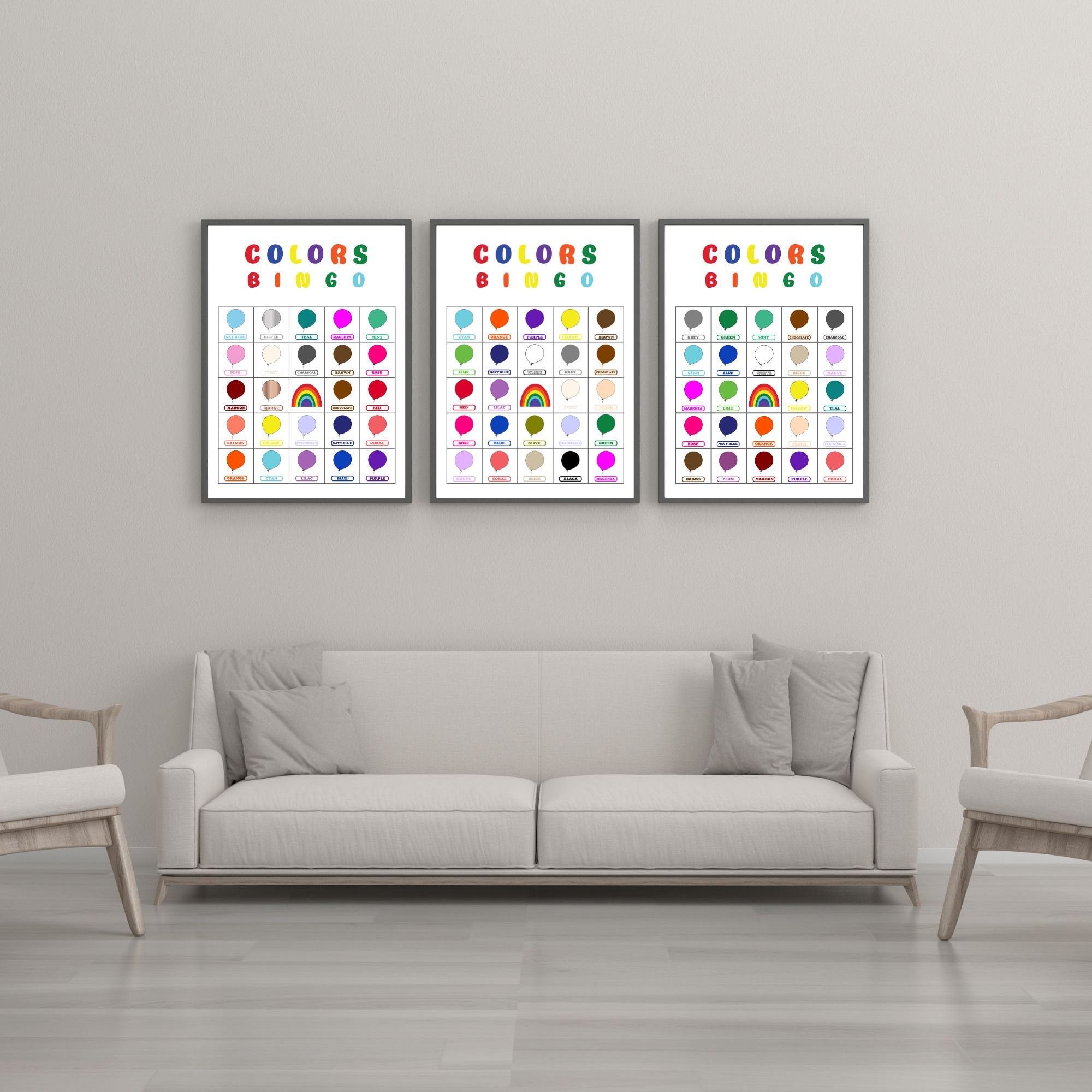 50 Color Bingo Cards Colors Learning Bingo Game Preschool Printable ...