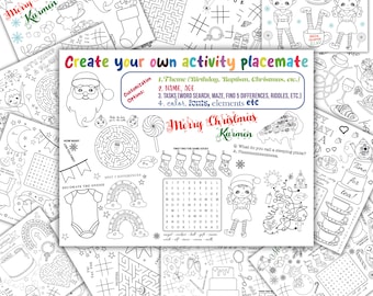 Create Your own placemat, Personalised Activity Coloring Page, Custom, Your Design Request Placemat, Birthday, Party, Holiday Fun Activity