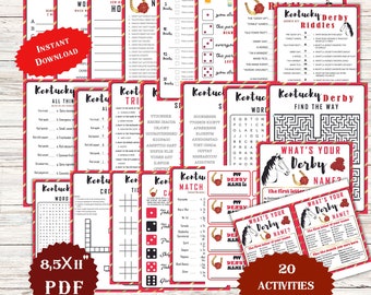 Kentucky Derby Game Bundle Horse Trivia Activities for Kids Teens Adult Senior Birthday Party Classroom Office Worksheet Games Think Fast