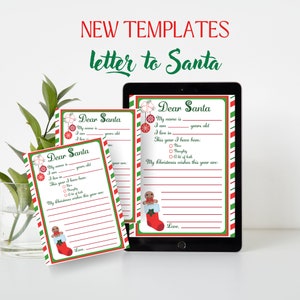 Brief an den Weihnachtsmann Vorlage, Brief an den Weihnachtsmann Leerer Brief, Weihnachtsfeier, Kinderbrief an den Weihnachtsmann, bedruckbar, bearbeitbar, digitale PDF-Datei