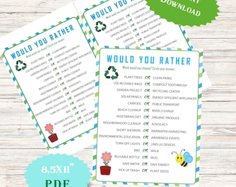 Would You Rather Earth Day Game Classroom Activities Teen Birthday Family Kids Adult Senior School Party Idea Decor Spring Worksheet Mother