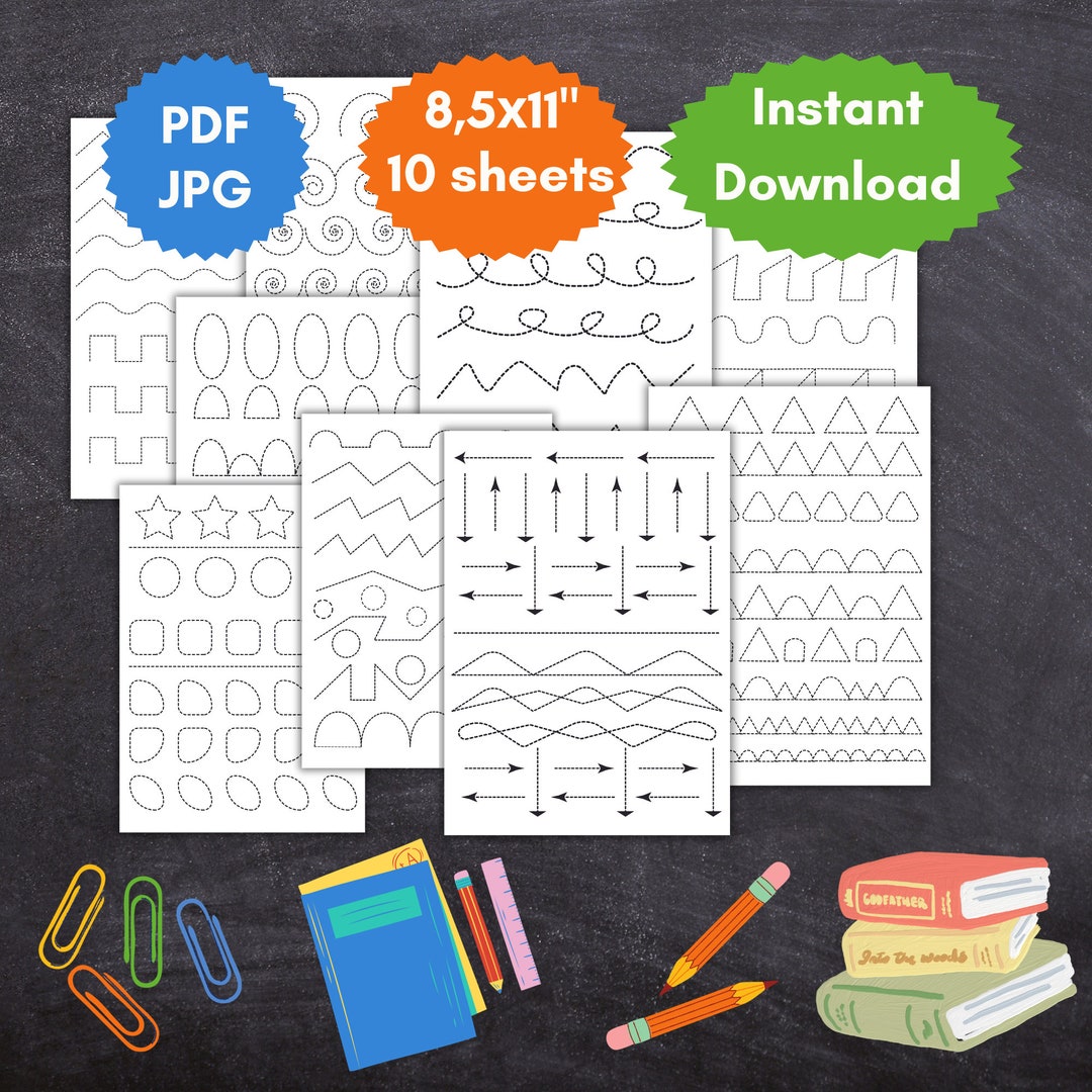 Line Tracing Worksheets, Preschool Tracing Activity, Tracing Worksheets