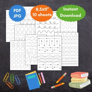 Line tracing worksheets, Preschool tracing activity, Tracing worksheets for preschoolers, PDF, Shape pattern tracing, Handwriting Practice