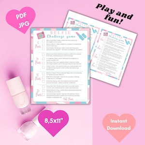 Selfie Game Spa Party Printable Manicure Sleepover Game for Girls Teen Birthday Pink Pamper Family and Kids Activities Selfie Games for Her
