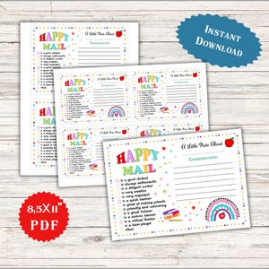Correio de arco-íris feliz do professor Nota motivacional para os pais Boletim escolar Cartão postal para os pais Ideias de modelos de presentes de volta às aulas para a classe