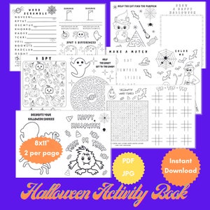 Halloween activity Coloring Book, Halloween word search, Pages for Children and Adults, Printable Kids Halloween Activities, Bundle,  PDF
