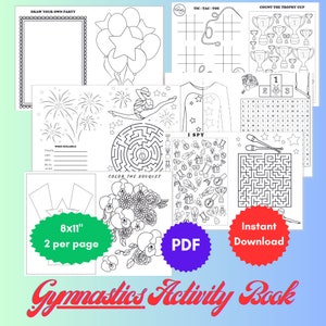 Gymnastics activity Coloring Book, Gymnastics coloring pages, Pages Children, Printable Kids Gymnastics Birthday Party, Bundle,  PDF