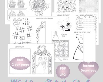 Wedding Activity Book for kids , Instant Download,  Coloring Page, Printable Download PDF