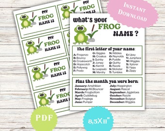 What's Your Frog Name Game Leap Year Trivia Game Teen Birthday Green Family Kids & Adults Classroom Activitivities February 29 School Party