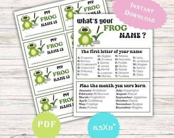 What's Your Frog Name Game Leap Year Trivia Game Teen Birthday Green Family Kids & Adults Classroom Activitivities February 29 School Party