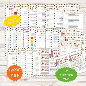 Cinco De Mayo Games Adults Kids Office School Mexican Party Fiesta Taco Tuesday BundleActivities for Kids Classroom Worksheet Birthday Party