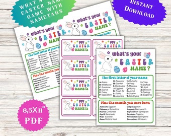 What's Your Easter Name Game Teen Birthday Family Kids Adults Classroom Activities School Party Ideas Easter Decor Spring Game Name Tags