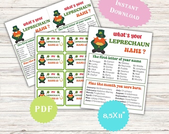 What&#39;s Your Leprechaun Name Game St. Paddy&#39;s Name generator tags Teen Birthday Green Family Kids & Adults Classroom Activities School Party