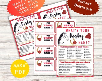 What's Your Derby Name Game Teen Birthday Family Kids Adult Classroom Activities School Party Idea Kentucky Derby Decor Spring Game Name Tag