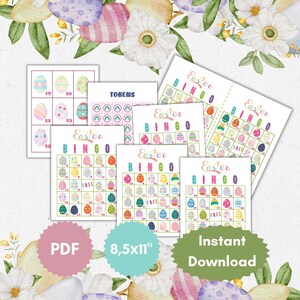 50 Unique Easter Eggs Bingo cards game Easter Party Family Game Kid&#39;s Activities Spring Bingo Card Printable Instant download Classroom Game