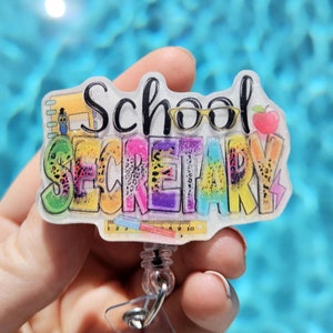 School Secretary Badge Reel Front Office Gift School Staff Id Holder Elementary School Lanyard Teacher Friend Gift End of Year Graduation