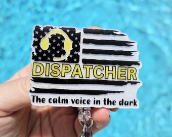 Dispatcher Badge Reel First Responder Lanyard Gold Thin Line Id Holder Emergency Dispatch Life Gift Telecommunicator Back The Blue Name Tag