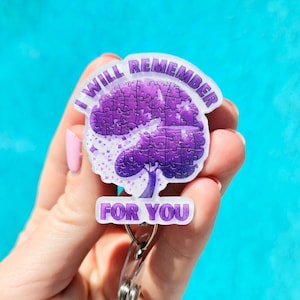 Alzheimer Awareness Badge Reel Purple Ribbon Dementia Holder Memories Matter Lanyard Alzheimers Brain Remember Family Support Mental Health