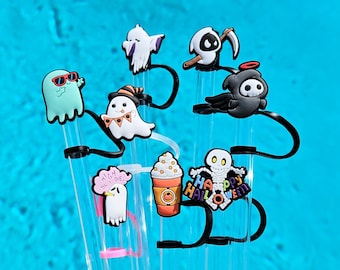 Halloween Straw Topper Stanley cup Accessories Straw Cover Ghost Accessory Horror Tumbler Fall Gift Goth Stanley Straw 40 oz Pumpkin Holiday
