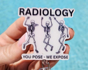 Radiology Badge Reel Xray Badge Holder Rad Tech Gift for New Radiologist Badge Reel X-ray Bone Badge Skeleton Funny Retractable Badge Gift