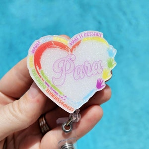 Paraprofessional Badge Reel Para professional Gift for Para Pro Id Holder Paraeducator Teacher Assistant Lanyard Teacher Aide Name Tag