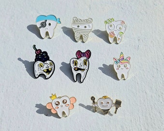 Dental Pin Tooth Pin Dental Hygiene Gift Teeth Pin Dental School Pin Dental Swag RDH Buttons Dental Student Dental Assistant Christmas Pin