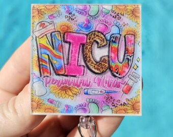 NICU Badge Reel Perinatal Nurse Gift Neonatal Intensive Care Unit Badge Holder Neonatologist Tiny Humans Id Clip Neonatal ICU Baby