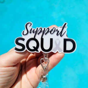 Brain Cancer Awareness Badge Reel Brain Tumor Survivor Gift Glioblastoma Reel Chemo Oncology Lanyard Cancer Support Squad Id Gray Ribbon